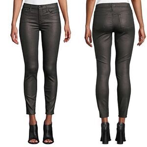 7 For All Mankind Metallic Twill Ankle Skinny Jeans Gunmetal Size 27 AU8121148